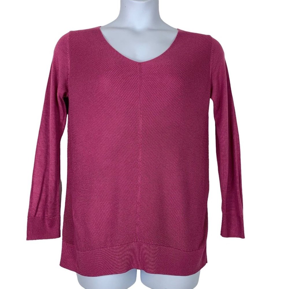 Banana Republic Medium Sweater V Neck Pink Purple Long Sleeve Knit Top Womens
